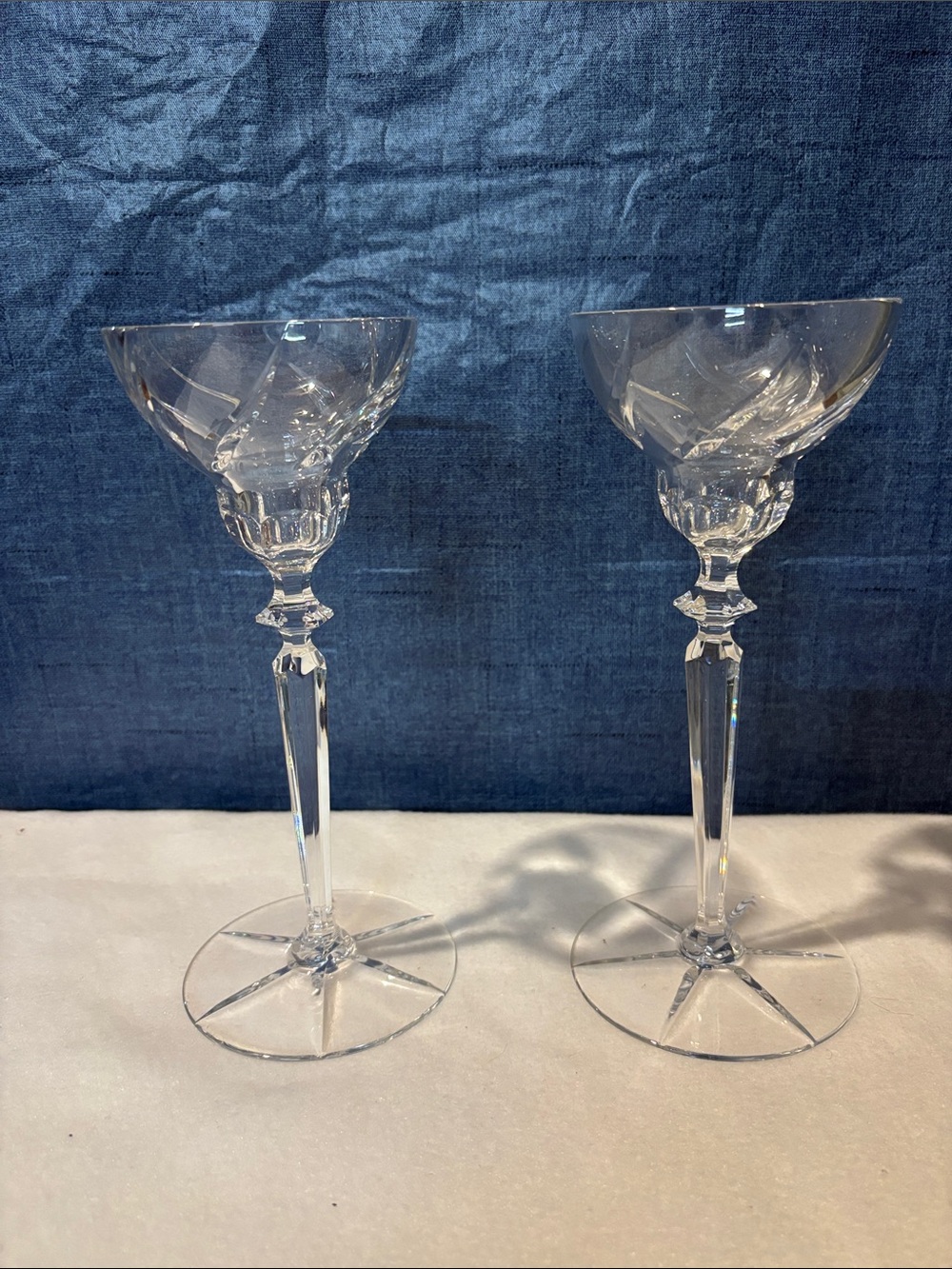 Crystal candle holders in Clear - Elegant Stem Glasses 9” tall